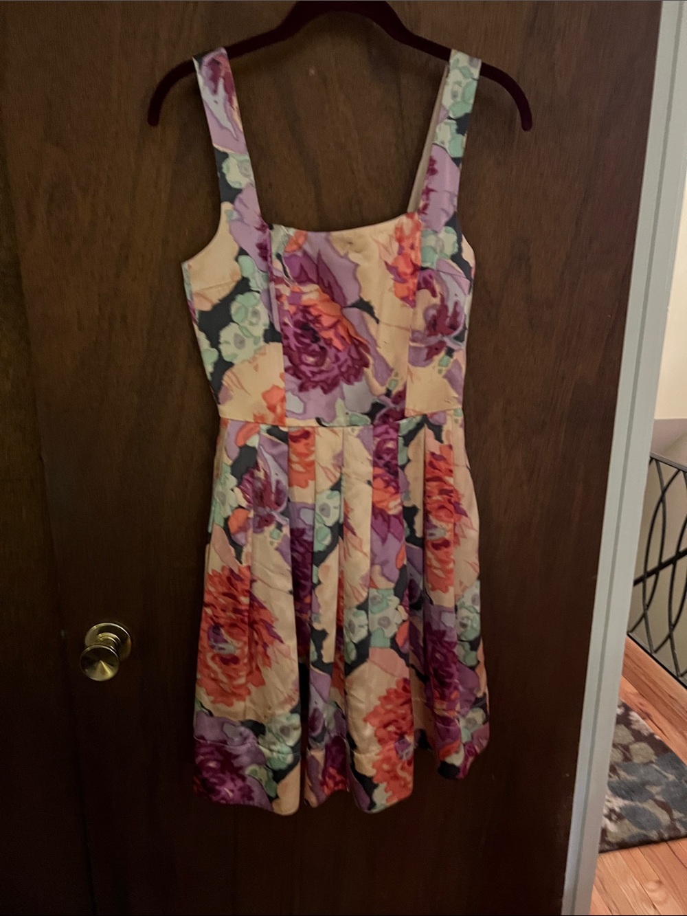 Floral Peach and Purple Sleeveless Dress by Betsy Johnson silk Vintage